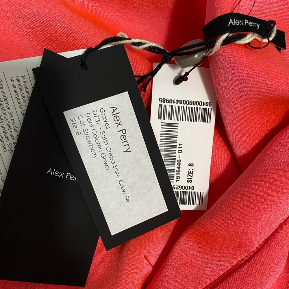 NWT Alex Perry Graves Tie Front Satin Crepe Gown Dress Size 8 - Picture 8 of 10